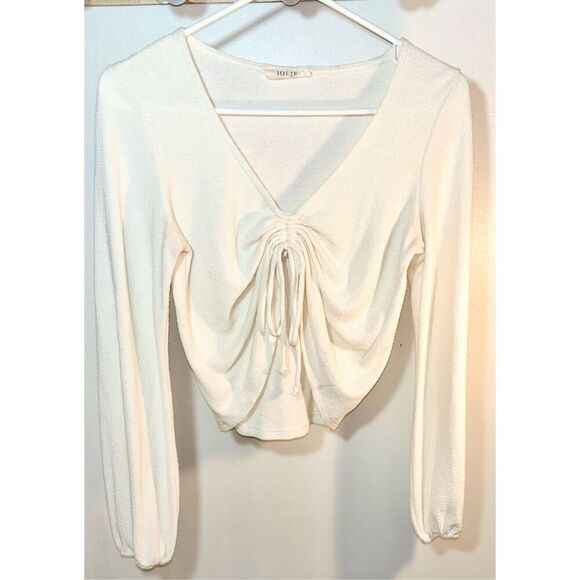 Jolie off white Cinched Tied Crop Top S: S - Picture 1 of 5